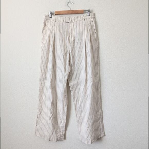 RAILS Marnie Pant Ivory Pinstripe Wide Leg Linen Women's 12 Chic Everyday $228 - Picture 5 of 11